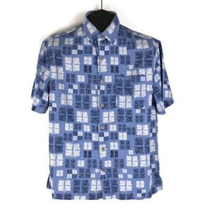 Nat Nast Silk Blend Short Sleeve Shirt Men's Medium Button Up Geometric Print